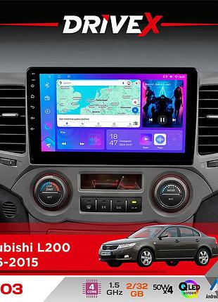 Штатная магнитола для mitsubishi l200 2006-2015 drivex a-903 qled 9" android 4-ядерный 2+32гб 4x50w(tda7851) беспроводной carplay и