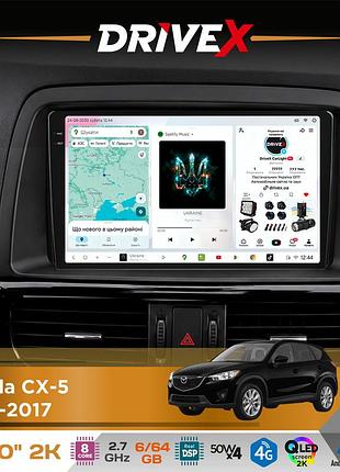 Штатная магнитола для mazda cx-5 2012-2017 drivex s7 2k qled 10" android 8-ядерный 2.7ггц 6x64гб sim-карта 3g/4g ak7808 ab 4x50w