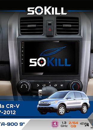 Штатная магнитола для honda cr-v 2007-2012 sokill delta-900 9" android 4-ядерный 2+64гб 4x45w беспроводной carplay и androidauto