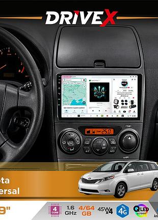 Штатная магнитола для toyota universal drivex s3 qled 9" android 8-ядерный 1.6ггц 4x64гб sim-карта 3g/4g 7388 4x45w asp tm2313