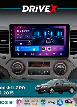 Штатная магнитола для mitsubishi l200 2006-2015 drivex se-903 qled 9" android 8-ядерный 4+64гб sim-карта 3g/4g dsp 4x50w(tda7851)