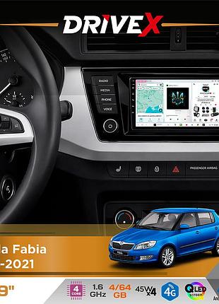 Штатная магнитола для skoda fabia 2014-2021 drivex s3 qled 9" android 8-ядерный 1.6ггц 4x64гб sim-карта 3g/4g 7388 4x45w asp