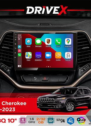 Штатная магнитола для jeep cherokee 2014-2023 drivex un8 qled 10" android 4-х32гб 4x45w беспроводной carplay и androidauto
