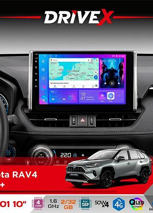 Штатная магнитола для toyota rav4 2019+ drivex a-1001 10" android 4-ядерный 2+32гб 4x45w беспроводной carplay и androidauto