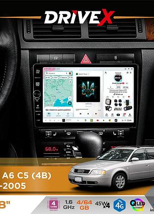 Штатна магнітола для audi a6 c5 (4b) 1997-2005 drivex s3 qled 8" з фізичними кнопками android 8-ядерний 1.6ггц 4x64гб sim-картка