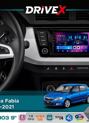 Штатная магнитола для skoda fabia 2014-2021 drivex se-903 qled 9" android 8-ядерный 4+64гб sim-карта 3g/4g dsp 4x50w(tda7851)