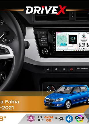 Штатная магнитола для skoda fabia 2014-2021 drivex s3 qled 8" с физическими кнопками android 8-ядерный 1.6гц 4x64гб sim-карта 3g/4g