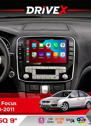 Штатна магнітола для ford focus 2008-2011 drivex un5 qled 9" android 4-ядерний 2+32гб 4x45w бездротовий carplay та androidauto