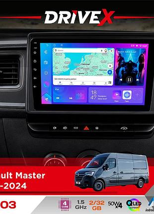 Штатная магнитола для renault master 2019-2024 drivex a-903 qled 9" android 4-ядерный 2+32гб 4x50w(tda7851) беспроводной carplay и