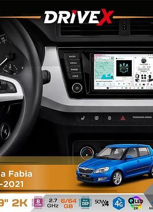 Штатная магнитола для skoda fabia 2014-2021 drivex s7 2k qled 9" android 8-ядерный 2.7ггц 6x64гб sim-карта 3g/4g ak7808 ab 4x50w