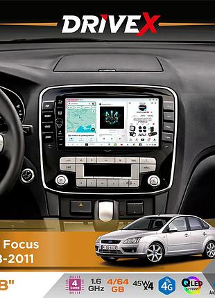 Штатная магнитола для ford focus 2008-2011 drivex s3 qled 8" с физическими кнопками android 8-ядерный 1.6ггц 4x64гб sim-карта 3g/4g