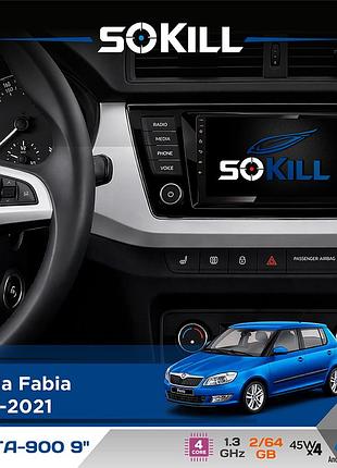 Штатная магнитола для skoda fabia 2014-2021 sokill delta-900 9" android 4-ядерный 2+64гб 4x45w беспроводной carplay и androidauto
