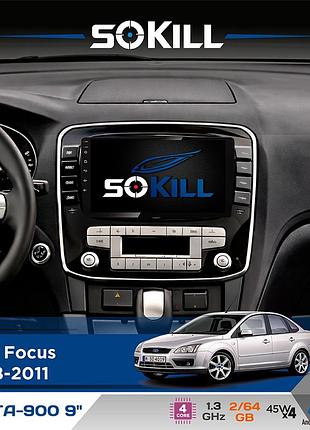 Штатна магнітола для ford focus 2008-2011 sokill delta-900 9" android 4-ядерний 2+64гб 4x45w бездротовий carplay та androidauto