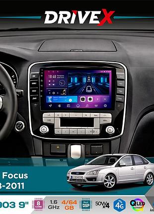 Штатная магнитола для ford focus 2008-2011 drivex se-903 qled 9" android 8-ядерный 4+64гб sim-карта 3g/4g dsp 4x50w(tda7851)