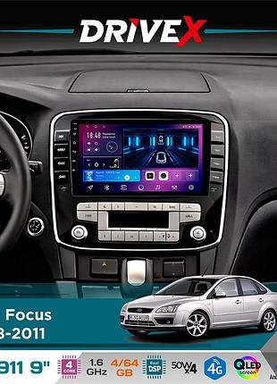 Штатная магнитола для ford focus 2008-2011 drivex se-911 4+64гб qled 9" android 4-ядерный 4x50w(tda7851) dsp беспроводной carplay и