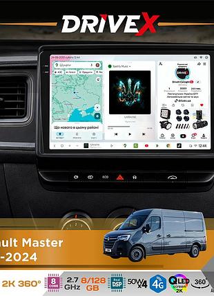 Штатная магнитола для renault master 2019-2024 drivex s7+ 2k qled 9" android 8-ядерный 2.7ггц 8x128гб sim-карта 3g/4g ak7808 ab