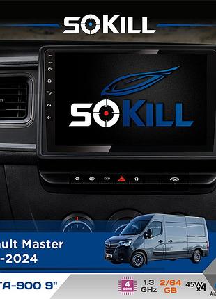Штатная магнитола для renault master 2019-2024 sokill delta-900 9" android 4-ядерный 2+64гб 4x45w беспроводной carplay и