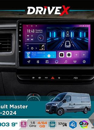 Штатная магнитола для renault master 2019-2024 drivex se-903 qled 9" android 8-ядерный 4+64гб sim-карта 3g/4g dsp 4x50w(tda7851)