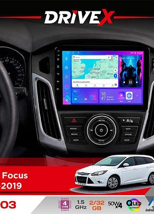 Штатна магнітола для ford focus 2011-2019 drivex a-903 qled 9" android 4-ядерний 2+32гб 4x50w(tda7851) бездротовий carplay та
