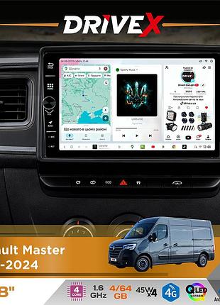 Штатная магнитола для renault master 2019-2024 drivex s3 qled 8" с физическими кнопками android 8-ядерный 1.6ггц 4x64гб sim-карта