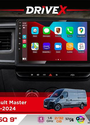Штатная магнитола для renault master 2019-2024 drivex un5 qled 9" android 4-ядерный 2+32гб 4x45w беспроводной carplay и androidauto