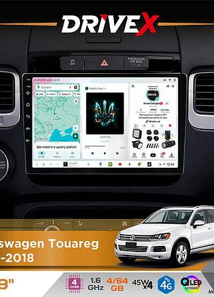 Штатная магнитола для volkswagen touareg 2010-2018 drivex s3 qled 9" android 8-ядерный 1.6ггц 4x64гб sim-карта 3g/4g 7388 4x45w
