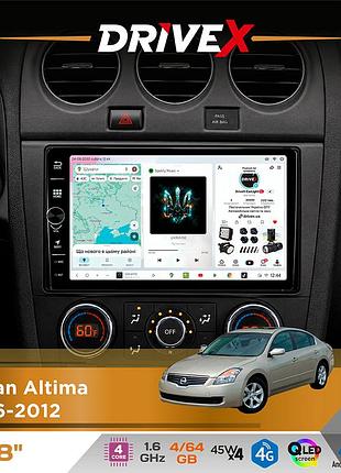 Штатная магнитола для nissan altima 2006-2012 drivex s3 qled 8" с физическими кнопками android 8-ядерный 1.6ггц 4x64гб sim-карта