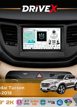 Штатная магнитола для hyundai tucson 2015-2018 drivex s7 2k qled 9" android 8-ядерный 2.7ггц 6x64гб sim-карта 3g/4g ak7808 ab