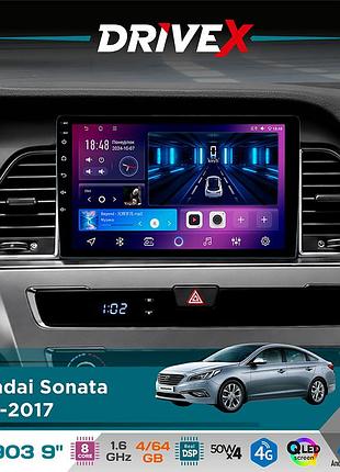 Штатная магнитола для hyundai sonata 2015-2017 drivex se-903 qled 9" android 8-ядерный 4+64гб sim-карта 3g/4g dsp 4x50w(tda7851)