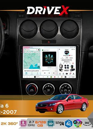 Штатная магнитола для mazda 6 2002-2007 drivex s7+ 2k qled 9" android 8-ядерный 2.7ггц 8x128гб sim-карта 3g/4g ak7808 ab 4x50w