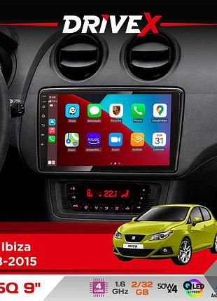 Штатная магнитола для seat ibiza 2008-2015 drivex un5 qled 9" android 4-ядерный 2+32гб 4x45w беспроводной carplay и androidauto
