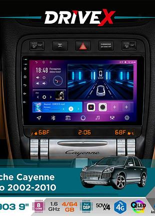 Штатная магнитола для porsche cayenne turbo 2002-2010 drivex se-903 qled 9" android 8-ядерный 4+64гб sim-карта 3g/4g dsp