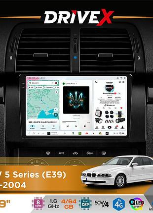 Штатная магнитола для bmw 5 series (e39) 1995-2004 drivex s4 qled 9" android 8-ядерный 1.6ггц 4x64гб sim-карта 3g/4g tda7851 4x50w