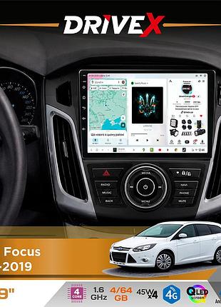 Штатная магнитола для ford focus 2011-2019 drivex s3 qled 9" android 8-ядерный 1.6ггц 4x64гб sim-карта 3g/4g 7388 4x45w asp tm2313