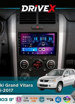 Штатная магнитола для suzuki grand vitara 2005-2017 drivex se-903 qled 9" android 8-ядерный 4+64гб sim-карта 3g/4g dsp