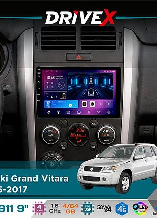 Штатна магнітола для suzuki grand vitara 2005-2017 drivex se-911 4+64гб qled 9" android 4-ядерний 4x50w(tda7851) dsp бездротовий