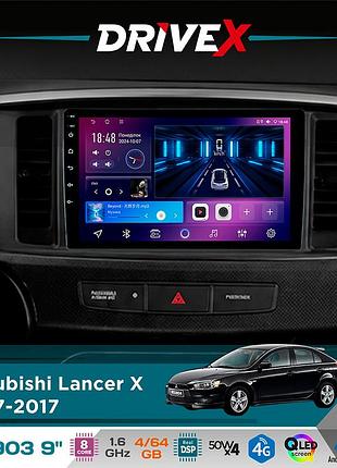 Штатная магнитола для mitsubishi lancer x 2007-2017 drivex se-903 qled 9" android 8-ядерный 4+64гб sim-карта 3g/4g dsp