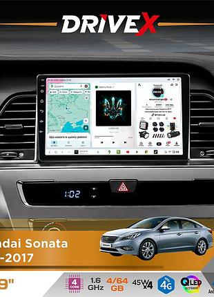 Штатная магнитола для hyundai sonata 2015-2017 drivex s3 qled 9" android 8-ядерный 1.6ггц 4x64гб sim-карта 3g/4g 7388 4x45w asp