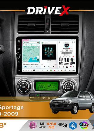 Штатная магнитола для kia sportage 2005-2009 drivex s3 qled 8" с физическими кнопками android 8-ядерный 1.6ггц 4x64гб sim-карта