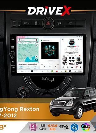 Штатная магнитола для ssangyong rexton 2007-2012 drivex s3 qled 8" с физическими кнопками android 8-ядерный 1.6ггц 4x64гб sim-карта