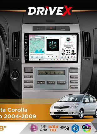 Штатная магнитола для toyota corolla verso 2004-2009 drivex s3 qled 8" с физическими кнопками android 8-ядерный 1.6ггц 4x64гб