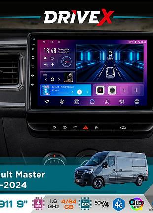 Штатная магнитола для renault master 2019-2024 drivex se-911 4+64гб qled 9" android 4-ядерный 4x50w(tda7851) dsp беспроводной