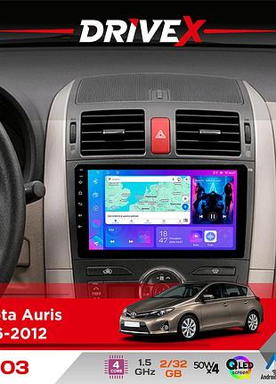 Штатная магнитола для toyota auris 2006-2012 drivex a-903 qled 9" android 4-ядерный 2+32гб 4x50w(tda7851) беспроводной carplay и