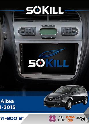 Штатная магнитола для seat altea 2004-2015 sokill delta-900 9" android 4-ядерный 2+64гб 4x45w беспроводной carplay и androidauto