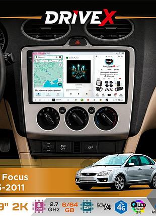 Штатная магнитола для ford focus 2005-2011 drivex s7 2k qled 9" android 8-ядерный 2.7ггц 6x64гб sim-карта 3g/4g ak7808 ab 4x50w