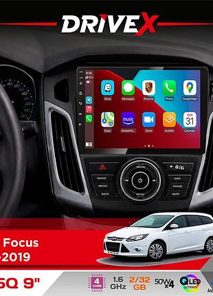Штатна магнітола для ford focus 2011-2019 drivex un5 qled 9" android 4-ядерний 2+32гб 4x45w бездротовий carplay та androidauto