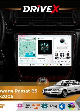 Штатная магнитола для volkswagen passat b5 1996-2005 drivex s4 qled 9" android 8-ядерный 1.6ггц 4x64гб sim-карта 3g/4g tda7851
