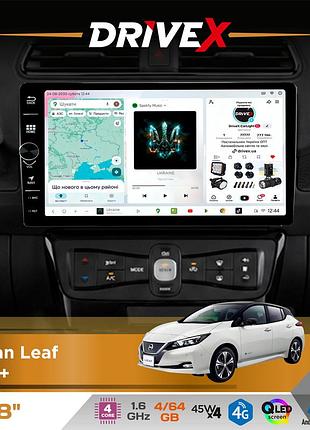Штатная магнитола для nissan leaf 2018+ drivex s3 qled 8" с физическими кнопками android 8-ядерный 1.6ггц 4x64гб sim-карта 3g/4g