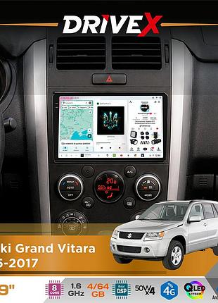 Штатная магнитола для suzuki grand vitara 2005-2017 drivex s4 qled 9" android 8-ядерный 1.6ггц 4x64гб sim-карта 3g/4g tda7851
