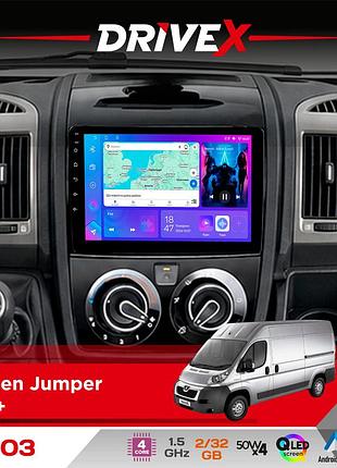 Штатная магнитола для citroen jumper 2011+ drivex a-903 qled 9" android 4-ядерный 2+32гб 4x50w(tda7851) беспроводной carplay и